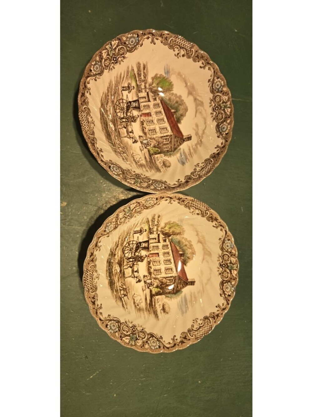 2 Vintage JOHNSON BROTHERS "Heritage Hall" 4411 Brown Multicolor 6 inch Bowls